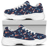 Blue Axolotl Pattern Print White Chunky Shoes