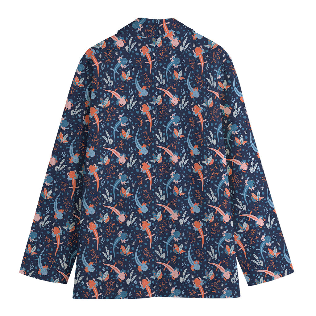 Blue Axolotl Pattern Print Women's Blazer