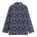 Blue Axolotl Pattern Print Women's Cotton Blazer