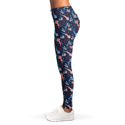 Blue Axolotl Pattern Print Women's Leggings