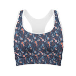 Blue Axolotl Pattern Print Women's Sports Bra