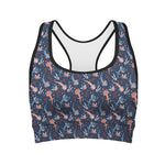 Blue Axolotl Pattern Print Women's Sports Bra