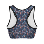 Blue Axolotl Pattern Print Women's Sports Bra