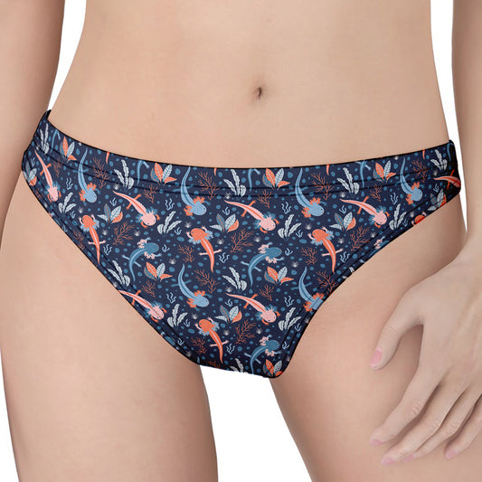 Blue Axolotl Pattern Print Women's Thong