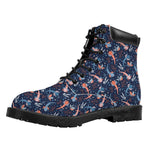 Blue Axolotl Pattern Print Work Boots