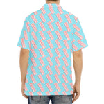 Blue Bacon Pattern Print Aloha Shirt