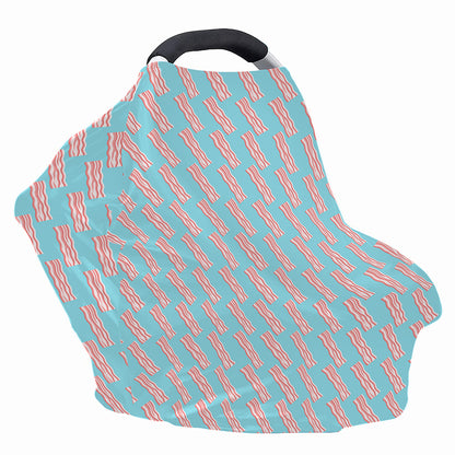 Blue Bacon Pattern Print Baby Seat Cover