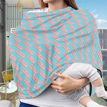 Blue Bacon Pattern Print Baby Seat Cover
