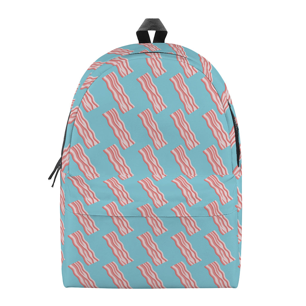 Blue Bacon Pattern Print Backpack