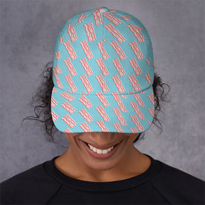 Blue Bacon Pattern Print Baseball Cap