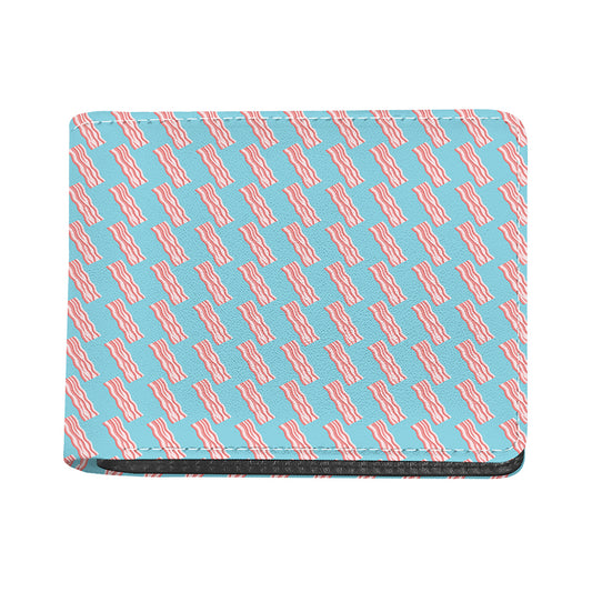 Blue Bacon Pattern Print Bifold Wallet