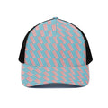 Blue Bacon Pattern Print Black Mesh Trucker Hat