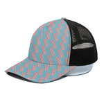 Blue Bacon Pattern Print Black Mesh Trucker Cap