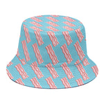 Blue Bacon Pattern Print Bucket Hat