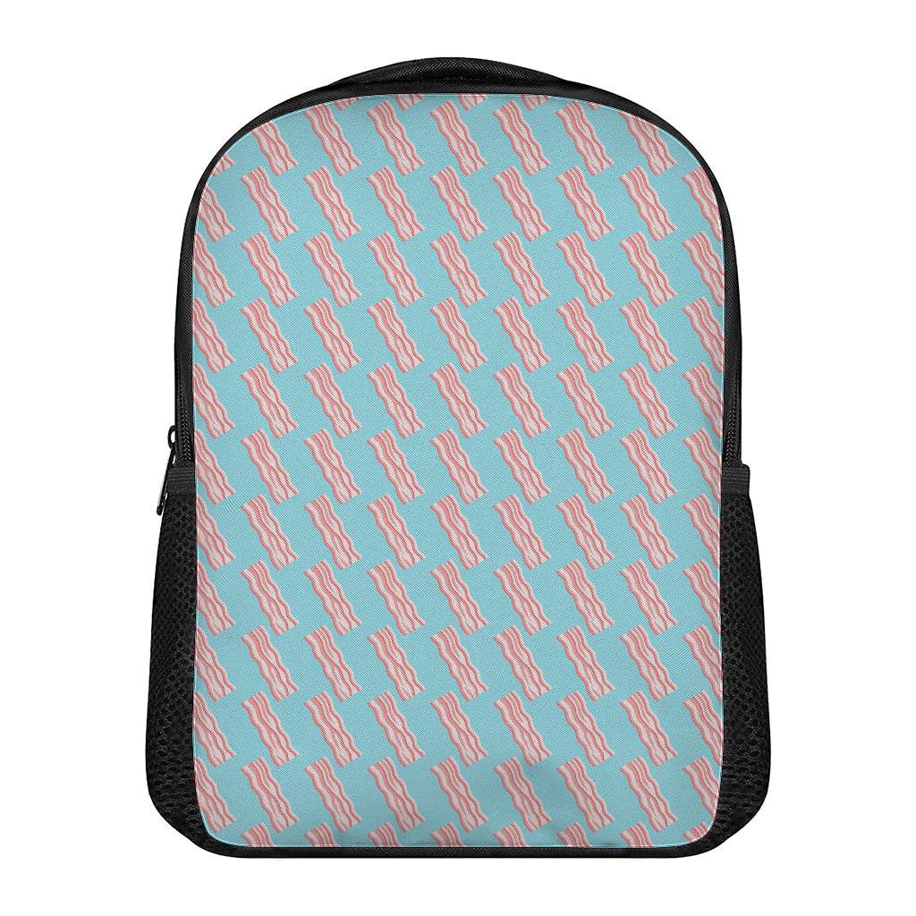 Blue Bacon Pattern Print Casual Backpack