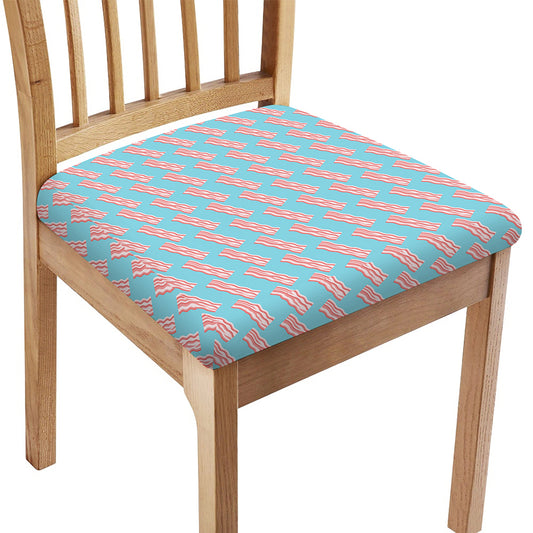 Blue Bacon Pattern Print Chair Cushion Cover