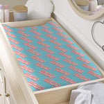 Blue Bacon Pattern Print Changing Pad Cover