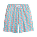 Blue Bacon Pattern Print Cotton Shorts