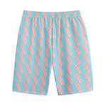 Blue Bacon Pattern Print Cotton Shorts