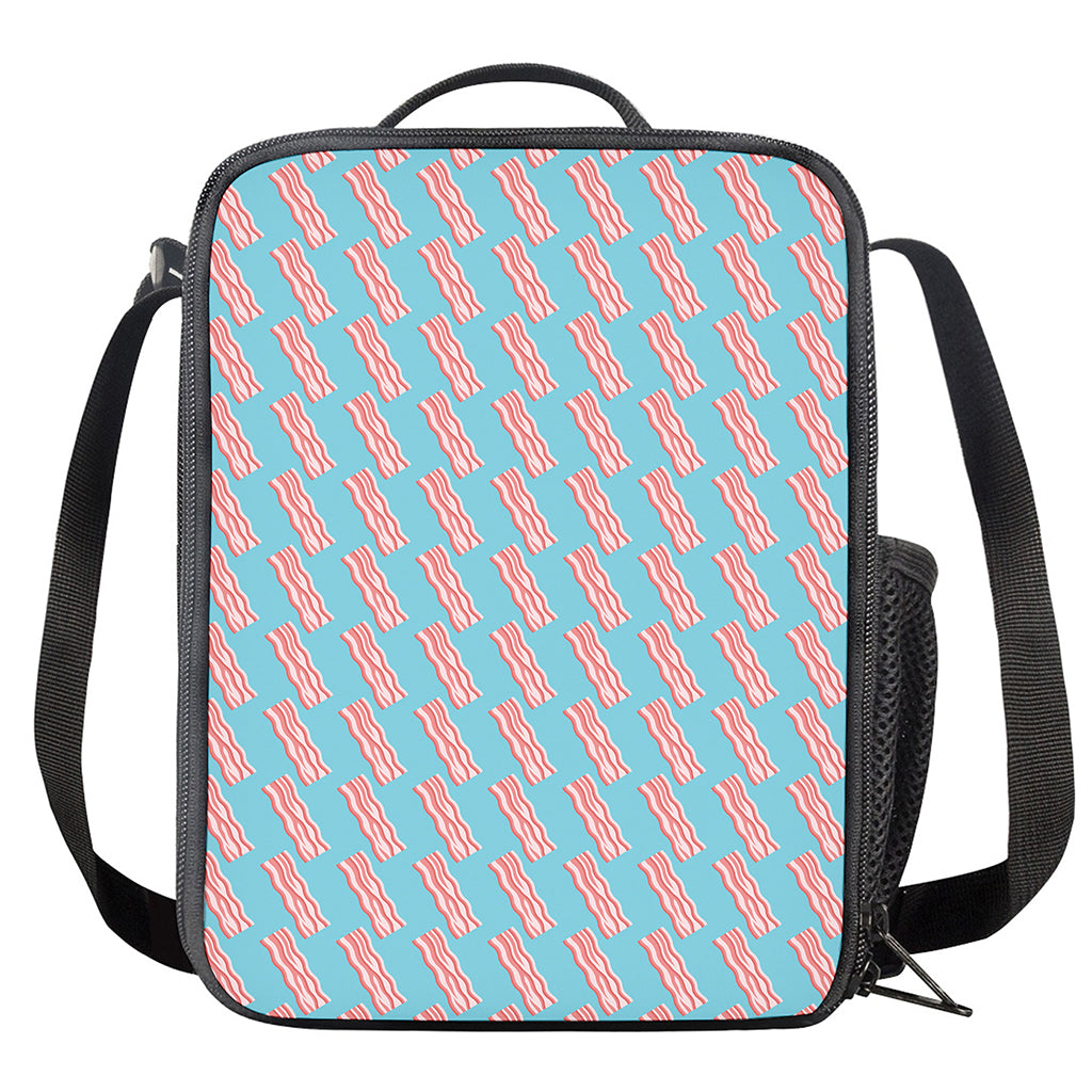 Blue Bacon Pattern Print Crossbody Lunch Bag