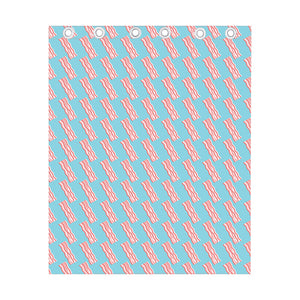 Blue Bacon Pattern Print Curtain