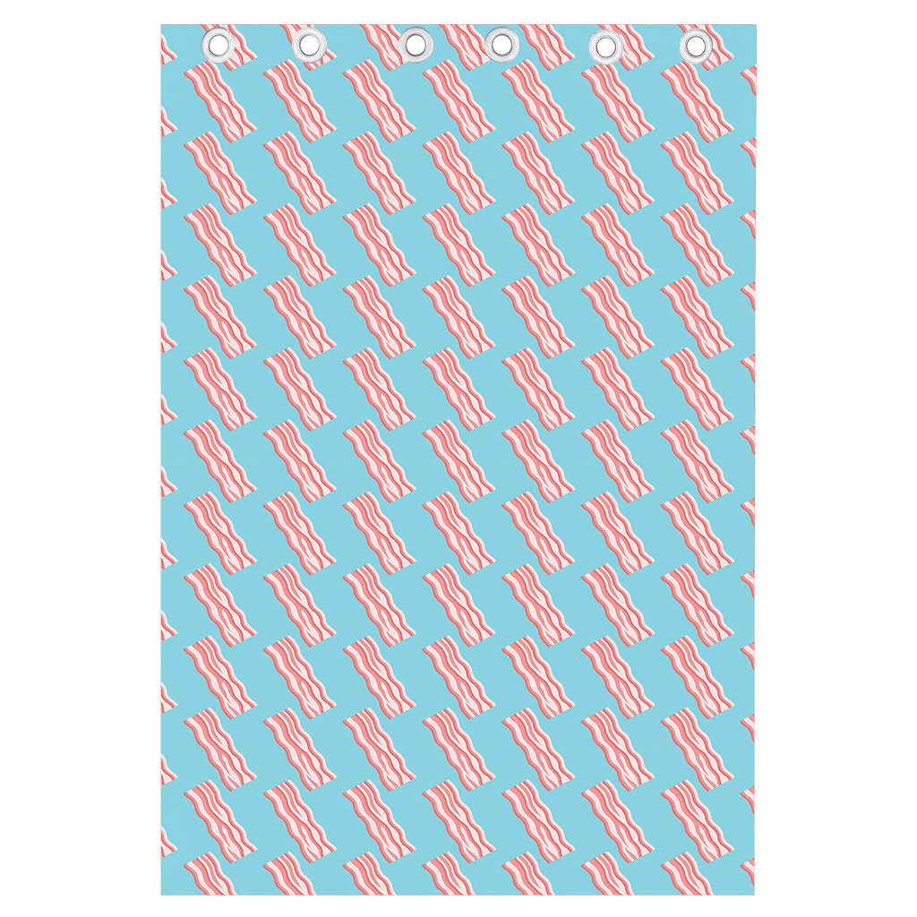 Blue Bacon Pattern Print Curtain