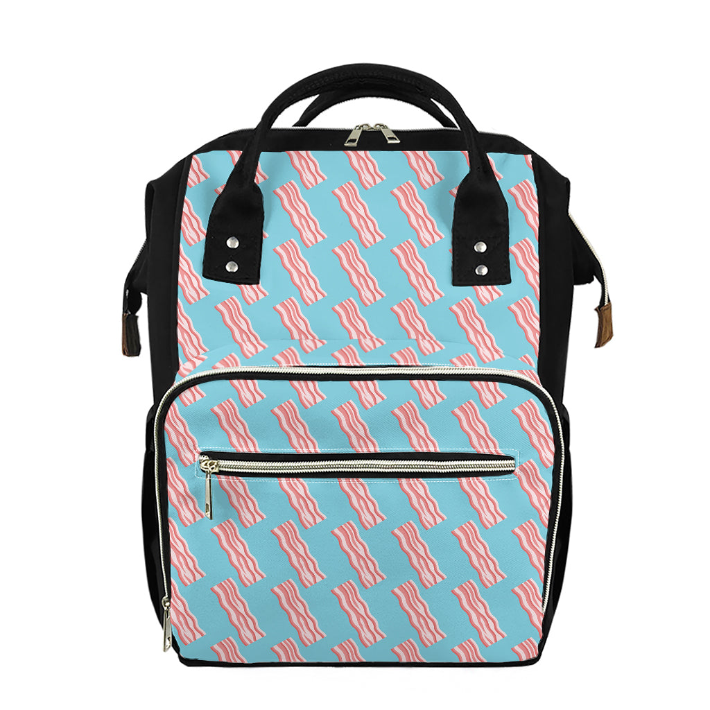 Blue Bacon Pattern Print Diaper Bag