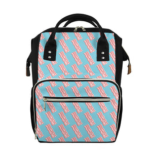 Blue Bacon Pattern Print Diaper Bag