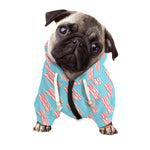 Blue Bacon Pattern Print Dog Zip Up Hoodie