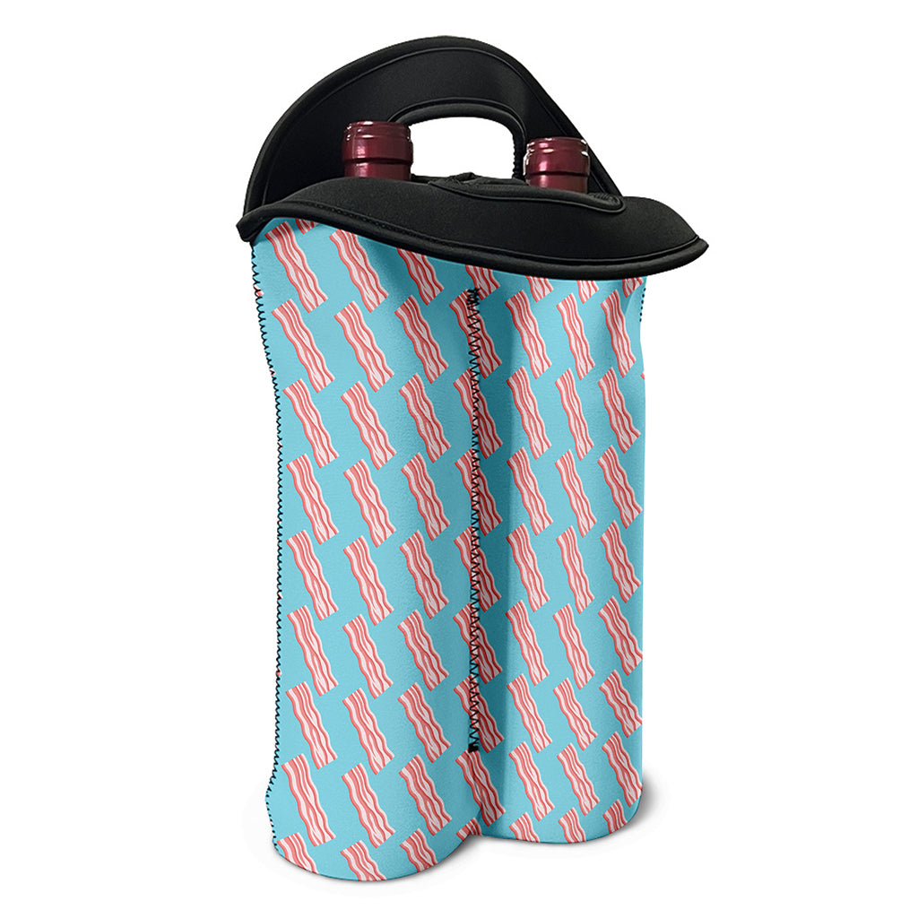 Blue Bacon Pattern Print Double Neoprene Wine Tote