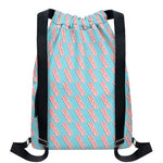 Blue Bacon Pattern Print Drawstring Backpack