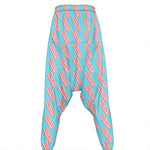 Blue Bacon Pattern Print Hammer Pants