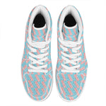 Blue Bacon Pattern Print High Top Leather Sneakers