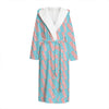 Blue Bacon Pattern Print Hooded Bathrobe