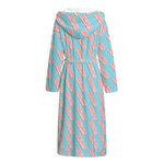 Blue Bacon Pattern Print Hooded Bathrobe