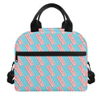Blue Bacon Pattern Print Insulated Lunch Bag