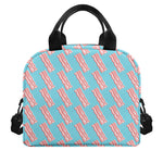 Blue Bacon Pattern Print Insulated Lunch Bag