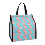 Blue Bacon Pattern Print Insulated Lunch Tote