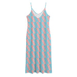 Blue Bacon Pattern Print Jersey Midi Cami Dress