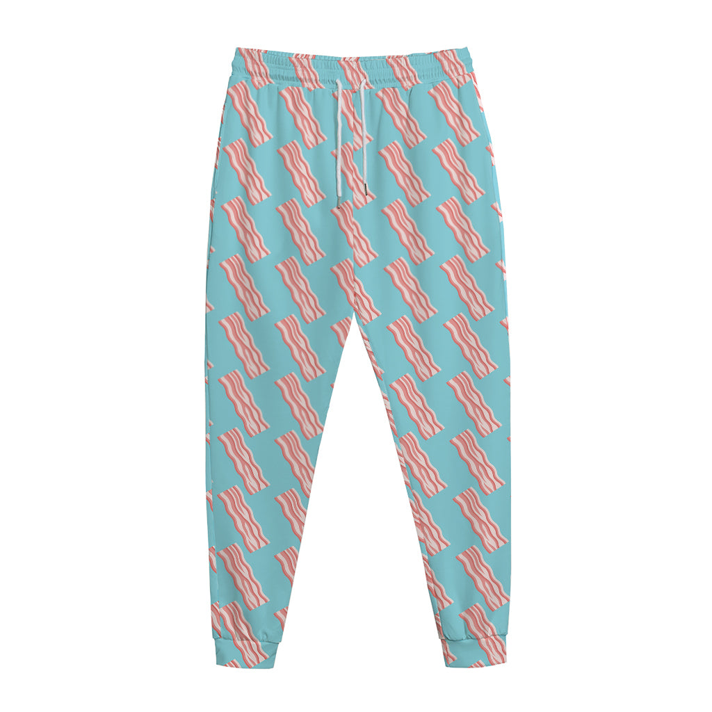 Blue Bacon Pattern Print Jogger Pants