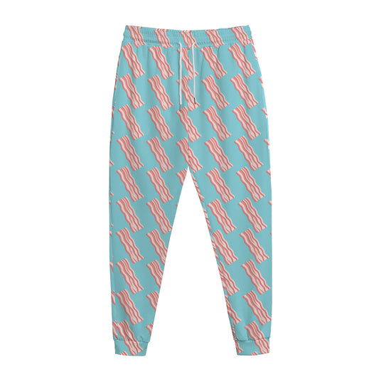 Blue Bacon Pattern Print Jogger Pants