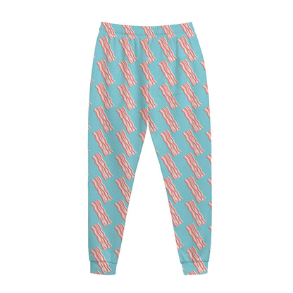 Blue Bacon Pattern Print Jogger Pants