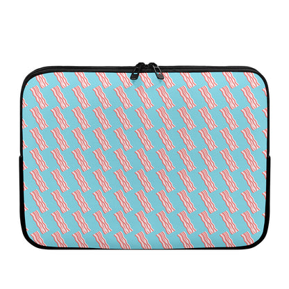 Blue Bacon Pattern Print Laptop Sleeve