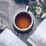 Blue Bacon Pattern Print Leather Coaster Set