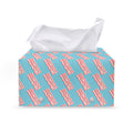 Blue Bacon Pattern Print Leather Tissue Box Cover