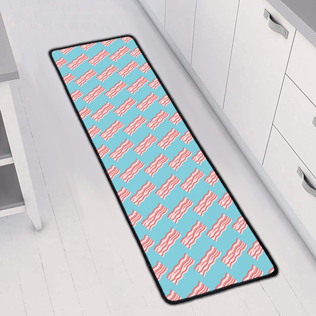 Blue Bacon Pattern Print Long Kitchen Mat