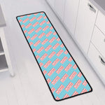 Blue Bacon Pattern Print Long Kitchen Mat