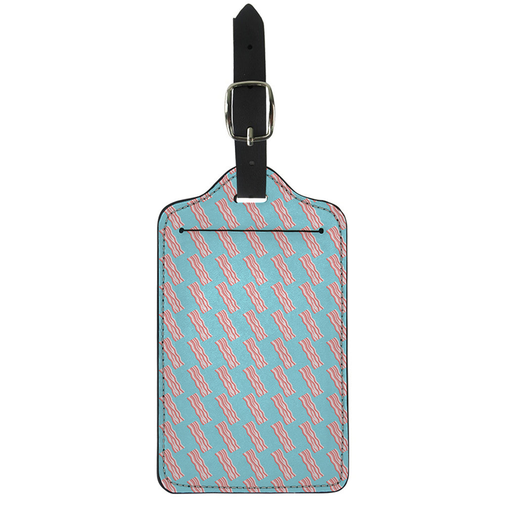Blue Bacon Pattern Print Luggage Tag