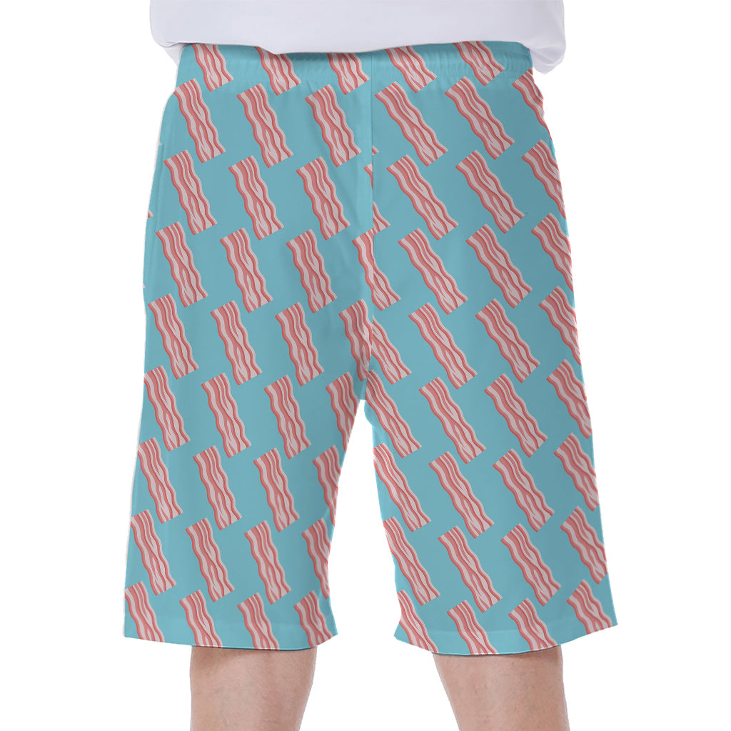 Blue Bacon Pattern Print Men's Beach Shorts