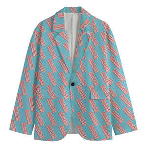 Blue Bacon Pattern Print Men's Blazer